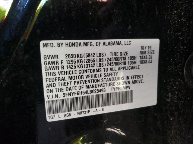 Photo 10 from auction – 2020 HONDA PILOT EXL with VIN 5FNYF6H54LB025493