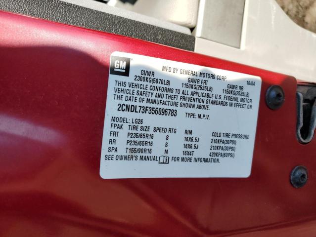 Photo 10 from auction – 2005 CHEVROLET EQUINOX LT with VIN 2CNDL73F356096783