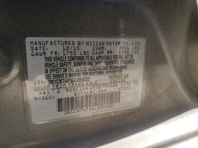 Zdjęcie 10 z aukcji – 2016 NISSAN VERSA S z VIN 3N1CN7AP3GL854032