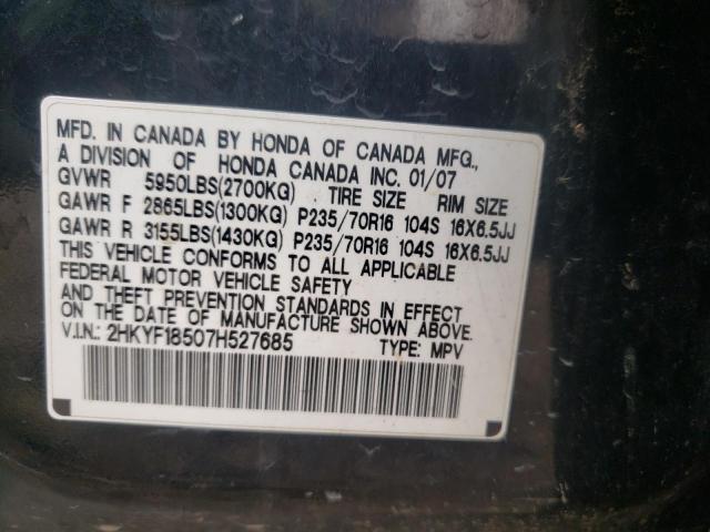 Photo 10 from auction – 2007 HONDA PILOT EXL with VIN 2HKYF18507H527685