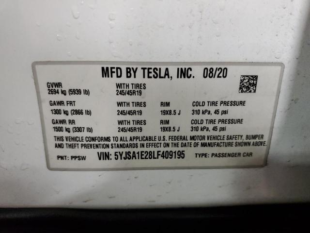 Photo 10 from auction – 2020 TESLA MODEL S with VIN 5YJSA1E28LF409195