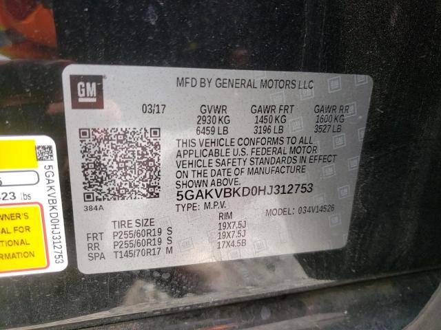 Photo 10 from auction – 2017 BUICK ENCLAVE with VIN 5GAKVBKD0HJ312753