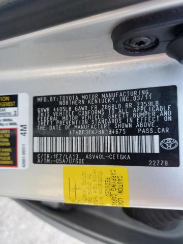 Photo 10 from auction – 2011 TOYOTA CAMRY BASE with VIN 4T4BF3EK7BR184675