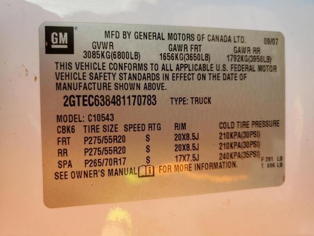 Photo 10 from auction – 2008 GMC NEW SIERRA with VIN 2GTEC638481170783