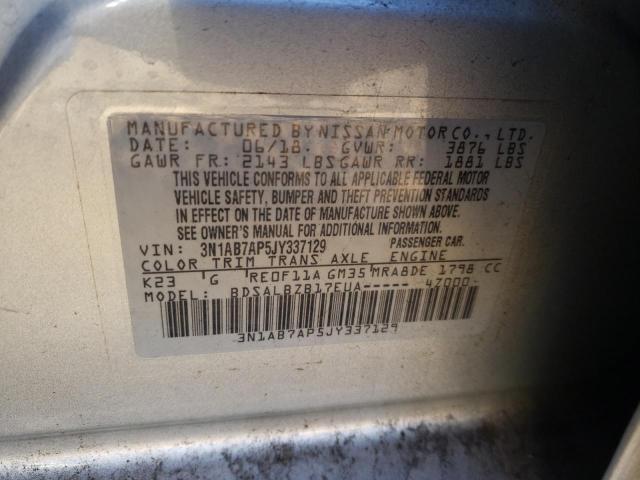 Photo 10 from auction – 2018 NISSAN SENTRA S with VIN 3N1AB7AP5JY337129