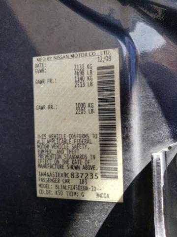 Photo 10 from auction – 2009 NISSAN MAXIMA S with VIN 1N4AA51EX9C837235