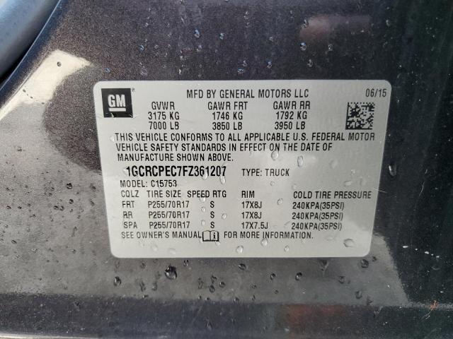 Photo 10 from auction – 2015 CHEVROLET 1500 with VIN 1GCRCPEC7FZ361207