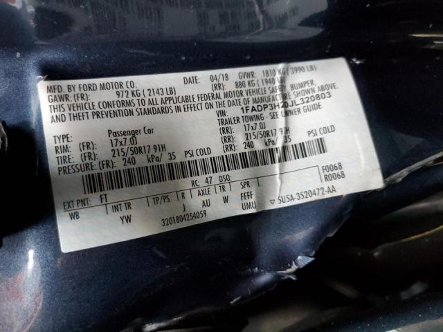 Photo 10 from auction – 2018 FORD FOCUS SEL with VIN 1FADP3H20JL320803