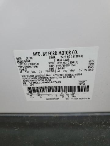 Foto 10 de la subasta – 2019 FORD EXPLORER X con VIN 1FM5K7D89KGA07429