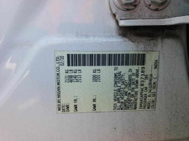 Photo 10 from auction – 2010 NISSAN MAXIMA S with VIN 1N4AA5APXAC837189
