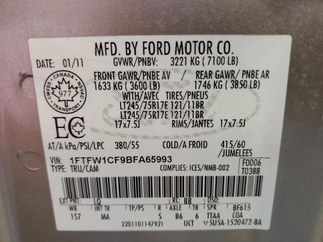 Photo 10 from auction – 2011 FORD F150 SUPER with VIN 1FTFW1CF9BFA65993