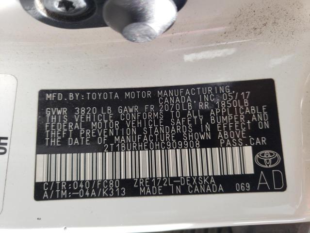 Photo 10 from auction – 2017 TOYOTA COROLLA L with VIN 2T1BURHE0HC909908