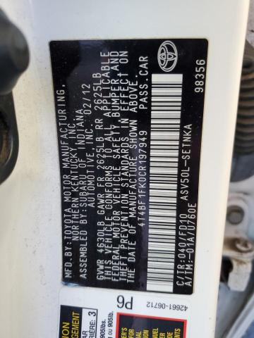 Photo 10 from auction – 2012 TOYOTA CAMRY BASE with VIN 4T4BF1FK0CR197949