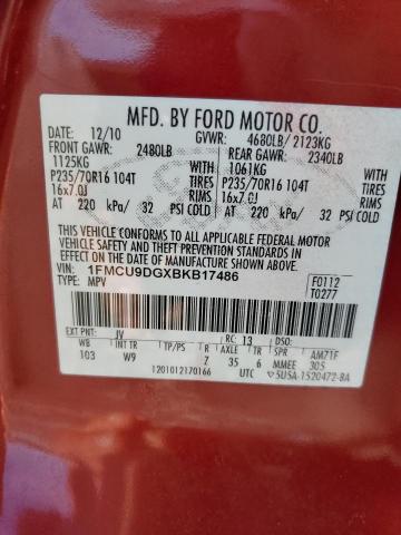 Photo 10 from auction – 2011 FORD ESCAPE XLT with VIN 1FMCU9DGXBKB17486