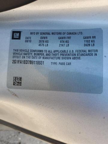 Photo 10 from auction – 2011 CHEVROLET CAMARO LS with VIN 2G1FA1ED7B9118931