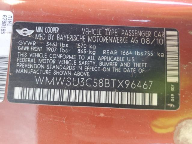 Photo 10 from auction – 2011 MINI COOPER with VIN WMWSU3C58BTX96467