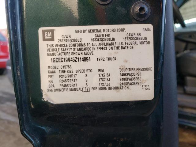 Photo 10 from auction – 2005 CHEVROLET SILVERADO with VIN 1GCEC19V45Z114894