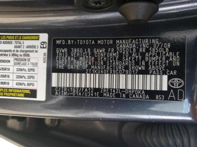 Photo 10 from auction – 2009 TOYOTA COROLLA MA with VIN 2T1KU40EX9C079017
