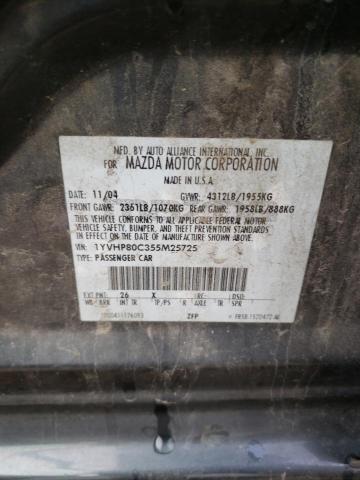Photo 10 from auction – 2005 MAZDA 6 I with VIN 1YVHP80C355M25725