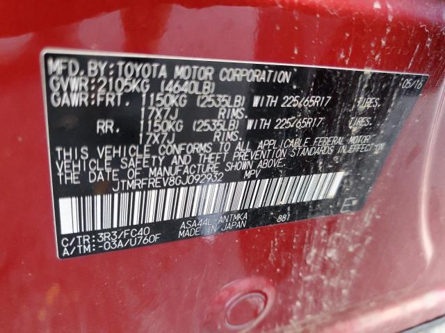 Photo 10 from auction – 2016 TOYOTA RAV4 XLE with VIN JTMRFREV8GJ092932