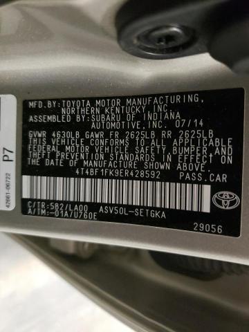 Photo 10 from auction – 2014 TOYOTA CAMRY L with VIN 4T4BF1FK9ER428592