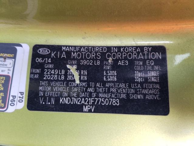 Photo 10 from auction – 2015 KIA SOUL with VIN KNDJN2A21F7750783