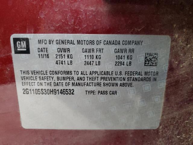 Photo 10 from auction – 2017 CHEVROLET IMPALA LT with VIN 2G1105S30H9146532