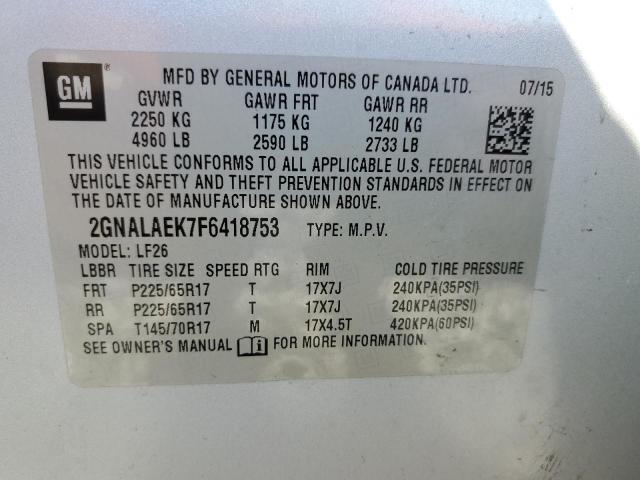 Photo 10 from auction – 2015 CHEVROLET EQUINOX LS with VIN 2GNALAEK7F6418753