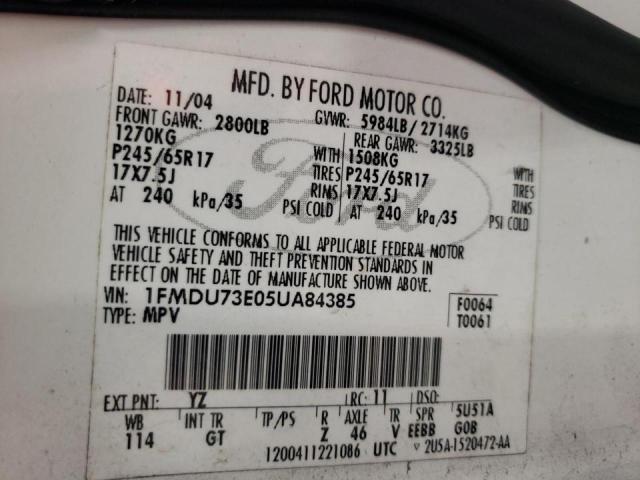 Photo 10 from auction – 2005 FORD EXPLORER X with VIN 1FMDU73E05UA84385