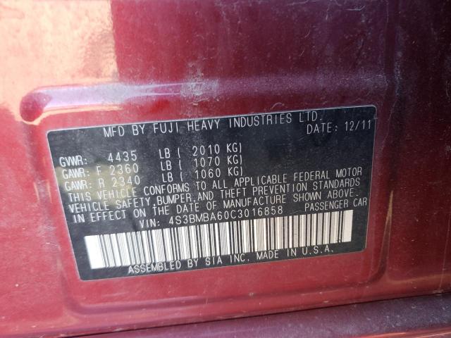 Photo 10 from auction – 2012 SUBARU LEGACY 2.5 with VIN 4S3BMBA60C3016858