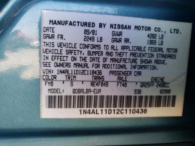 Photo 10 from auction – 2002 NISSAN ALTIMA BAS with VIN 1N4AL11D12C110436