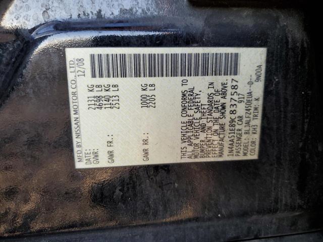 Photo 10 from auction – 2009 NISSAN MAXIMA S with VIN 1N4AA51E89C837587