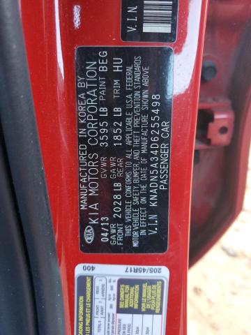 Photo 10 from auction – 2013 KIA RIO EX with VIN KNADN5A34D6255498