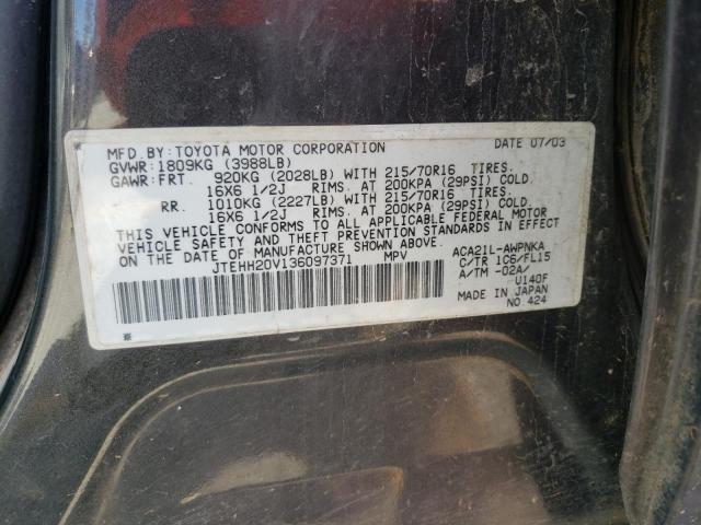 Photo 10 from auction – 2003 TOYOTA RAV4 with VIN JTEHH20V136097371