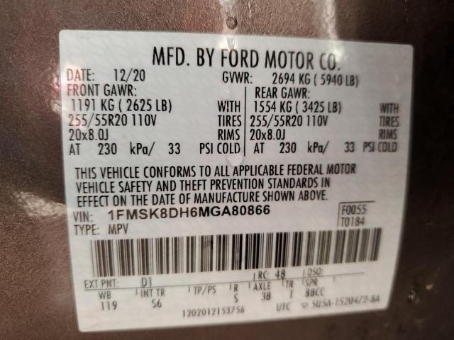 Photo 10 from auction – 2021 FORD EXPLORER X with VIN 1FMSK8DH6MGA80866