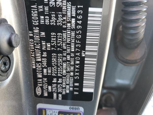 Photo 10 from auction – 2015 KIA SORENTO SX with VIN 5XYKWDA73FG594631