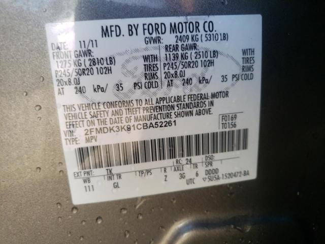 Photo 10 from auction – 2012 FORD EDGE LIMIT with VIN 2FMDK3K91CBA52261