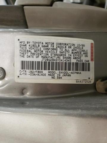 Photo 10 from auction – 2000 TOYOTA CAMRY LE with VIN JT2BG28K6Y0414345