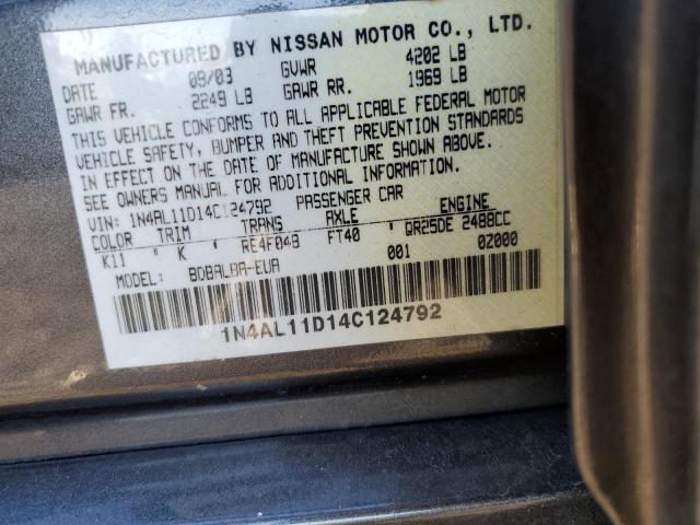 Photo 10 from auction – 2004 NISSAN ALTIMA BAS with VIN 1N4AL11D14C124792