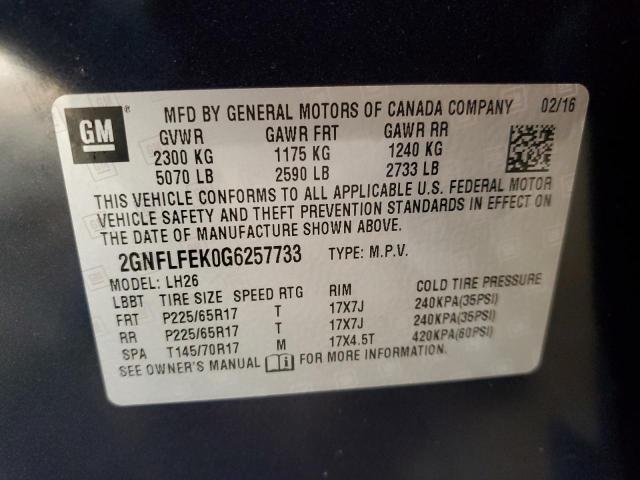 Photo 10 from auction – 2016 CHEVROLET EQUINOX LT with VIN 2GNFLFEK0G6257733