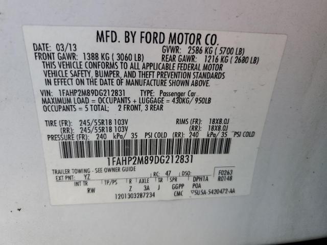Photo 10 from auction – 2013 FORD TAURUS POL with VIN 1FAHP2M89DG212831