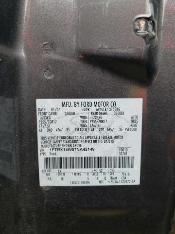 Photo 10 from auction – 2007 FORD F150 with VIN 1FTRX14W57NA42149