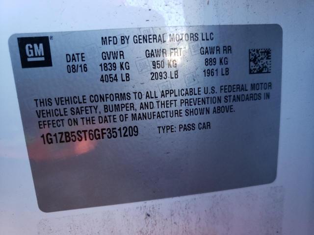 Photo 10 from auction – 2016 CHEVROLET MALIBU LS with VIN 1G1ZB5ST6GF351209