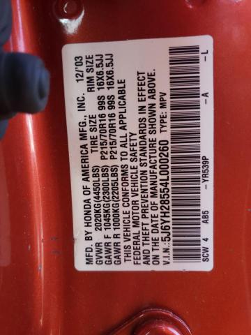 Photo 10 from auction – 2004 HONDA ELEMENT EX with VIN 5J6YH28554L000260
