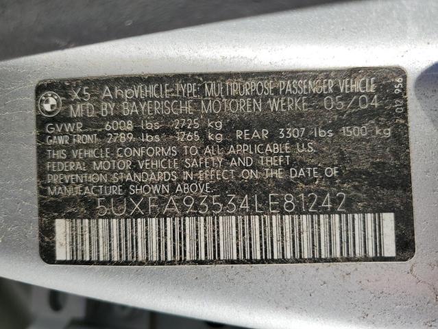 Photo 10 from auction – 2004 BMW X5 4.8IS with VIN 5UXFA93534LE81242