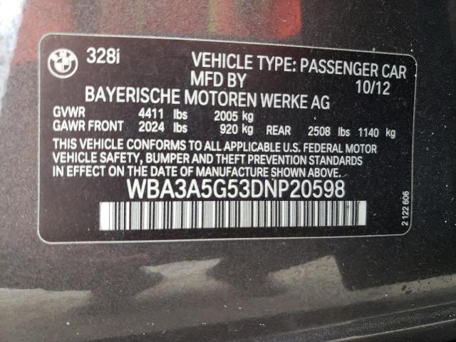 Photo 10 from auction – 2013 BMW 328 I with VIN WBA3A5G53DNP20598