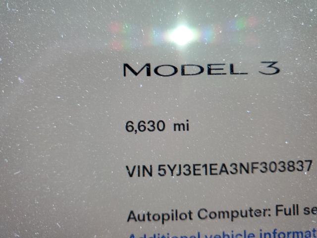 Photo 8 from auction – 2022 TESLA MODEL 3 with VIN 5YJ3E1EA3NF303837