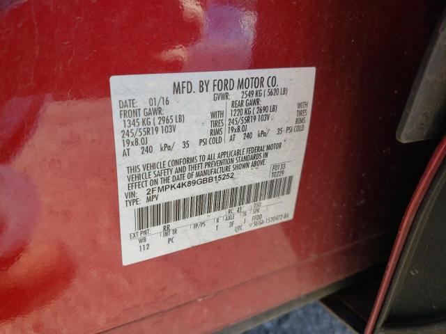 Photo 10 from auction – 2016 FORD EDGE TITAN with VIN 2FMPK4K89GBB15252