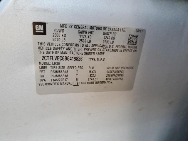 Photo 10 from auction – 2011 GMC TERRAIN SL with VIN 2CTFLVEC6B6419826