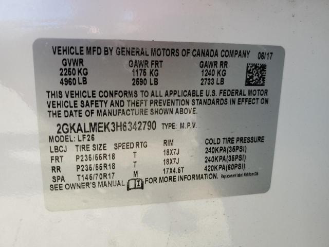 Photo 10 from auction – 2017 GMC TERRAIN SL with VIN 2GKALMEK3H6342790